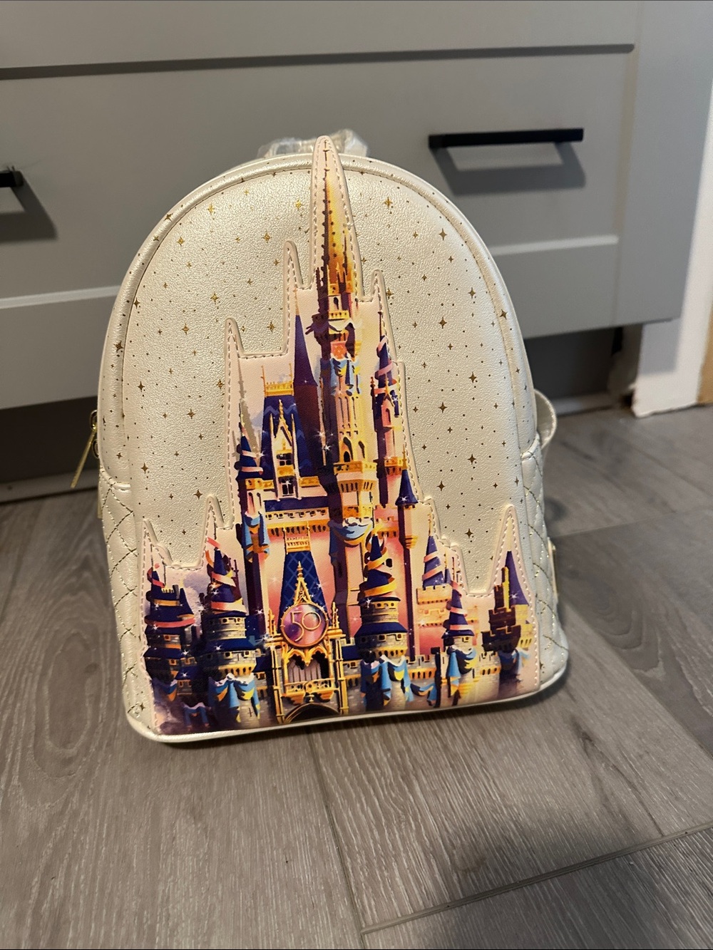 Disney Loungefly White Sparkle Castle Mini Backpack new with tags